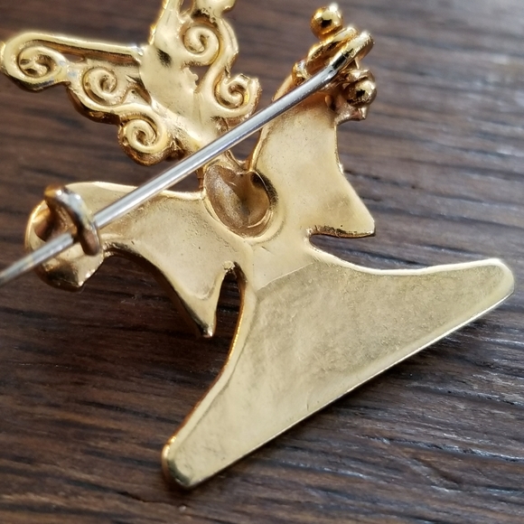 Vintage Inca Mayan artifact styled brooch gold tone pre colombian mesoamerican - Picture 12 of 12